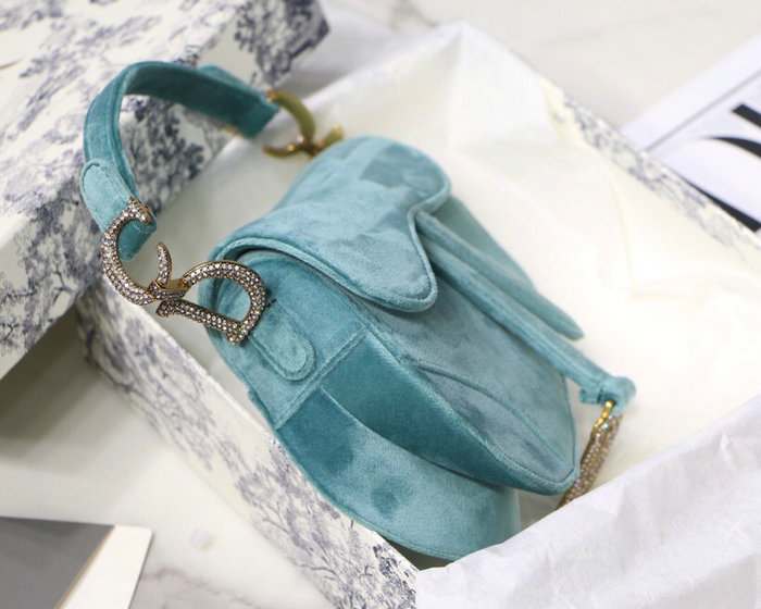 Dior Velvet Saddle Bag Green D07231