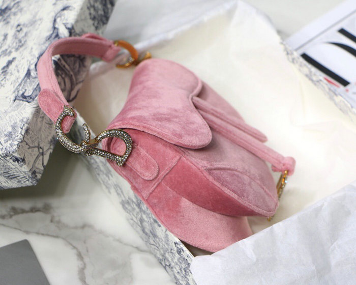 Dior Velvet Saddle Bag Pink D07231