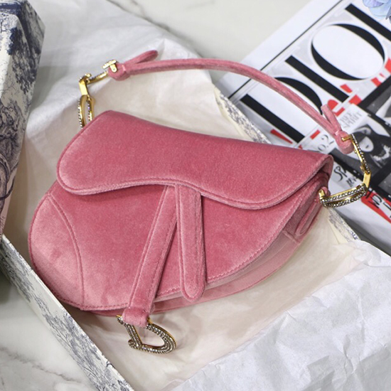 Dior Velvet Saddle Bag Pink D07231