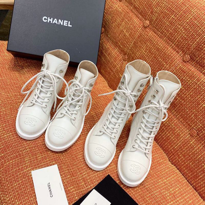 Chanel Calfskin Boots White CS14086