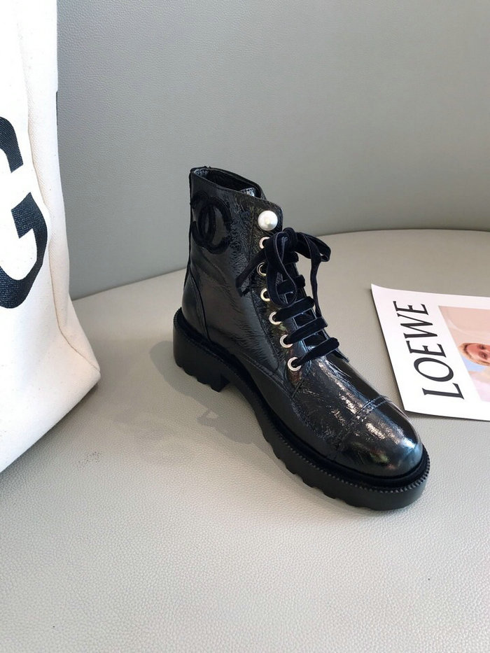 Chanel Patent Calfskin Boot Black CS09275