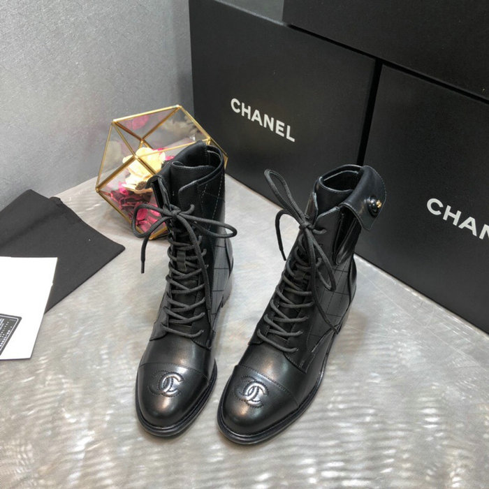 Chanel Calfskin Ankle Boots Black C10056