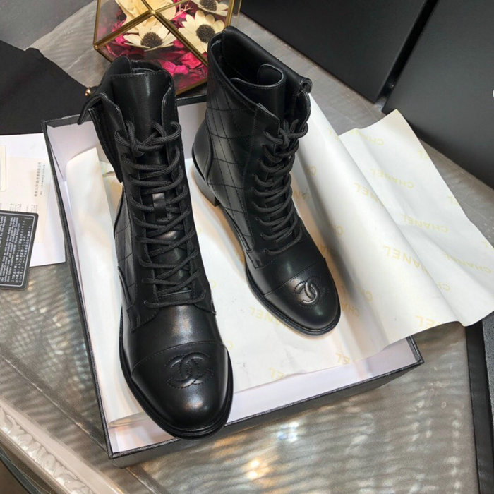 Chanel Calfskin Ankle Boots Black C10056