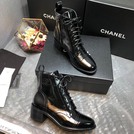 Chanel Calfskin Boots Shiny Black C10054