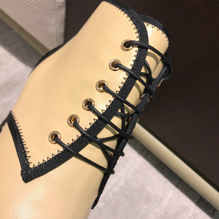 Chanel Smooth Calfskin Ankle Boots Beige CS19103