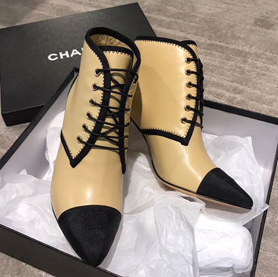 Chanel Smooth Calfskin Ankle Boots Beige CS19103