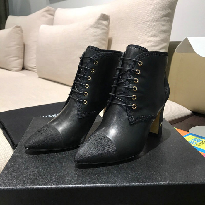Chanel Smooth Calfskin Ankle Boots Black CS19103