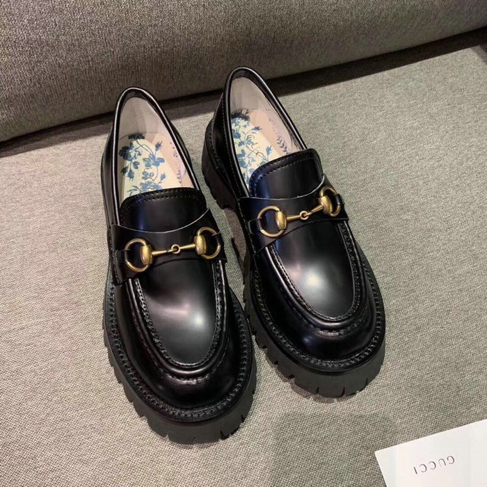 Gucci Zumi Leather Mid-heel Loafer Black GS19101