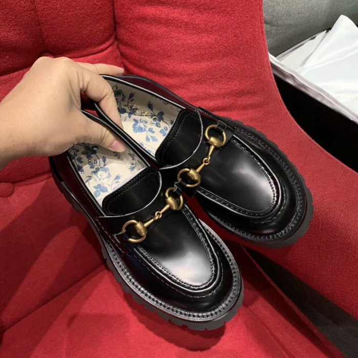Gucci Zumi Leather Mid-heel Loafer Black GS19101