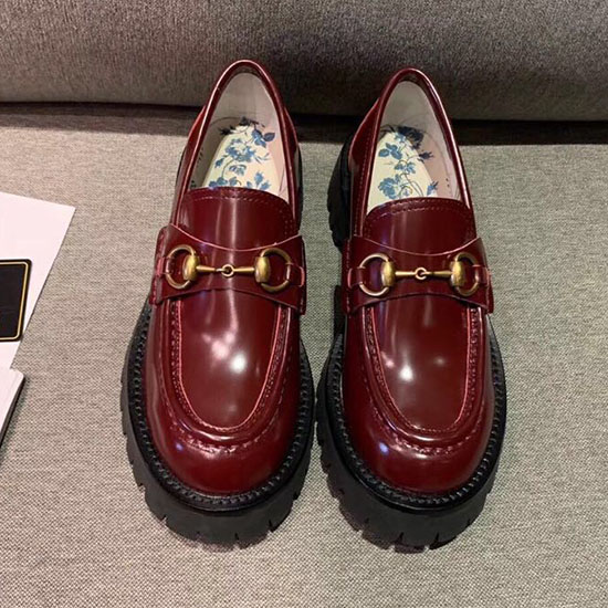Gucci Zumi Leather Mid-heel Loafer Burgundy GS19101
