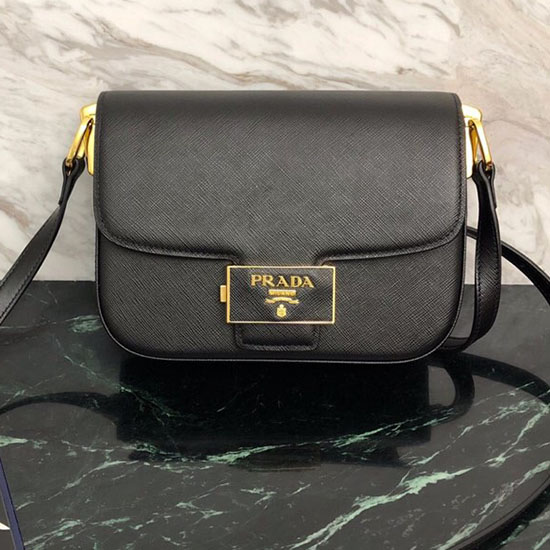 Prada Embleme Saffiano Leather Bag Black 1BD217