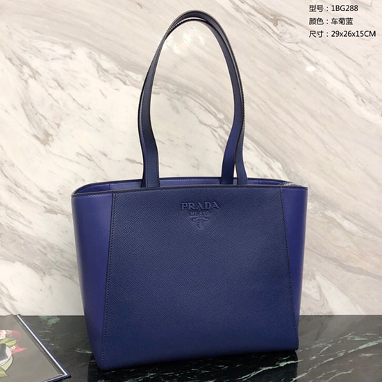 Prada Saffiano Leather Tote Bag Blue 1BG288