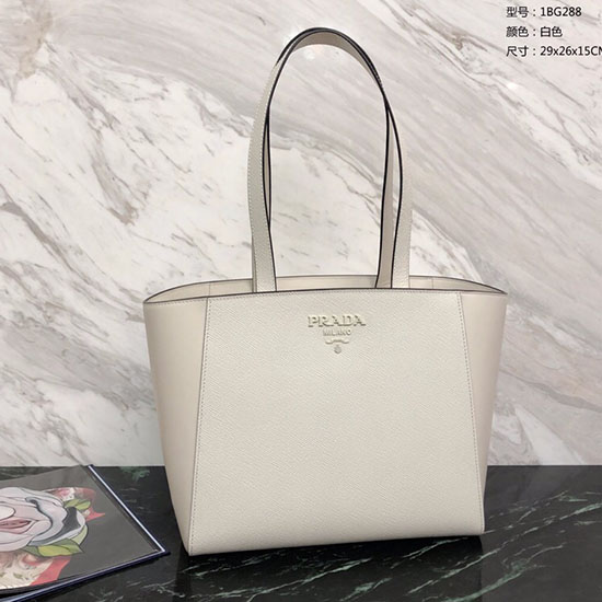 Prada Saffiano Leather Tote Bag White 1BG288