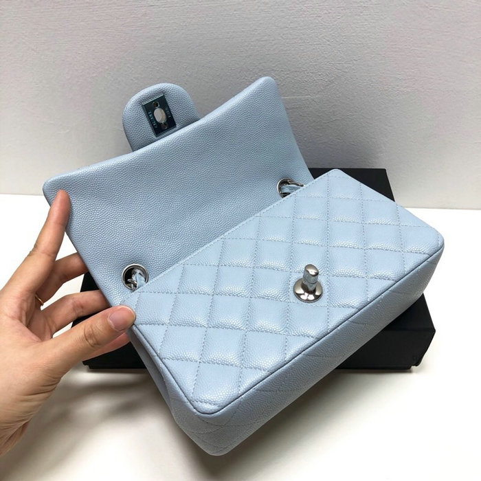 Classic Chanel Grain Calfskin Small Flap Bag Skyblue CF1116
