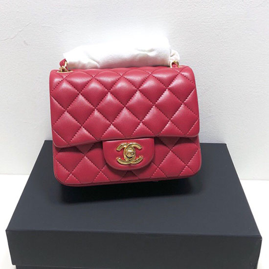 Classic Chanel Lambskin Mini Flap Bag Dark Red CF1115