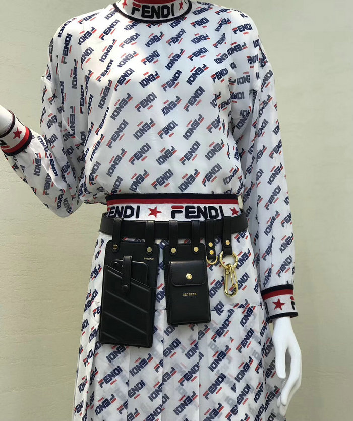 Fendi Calfskin Belt Bag Black F593D