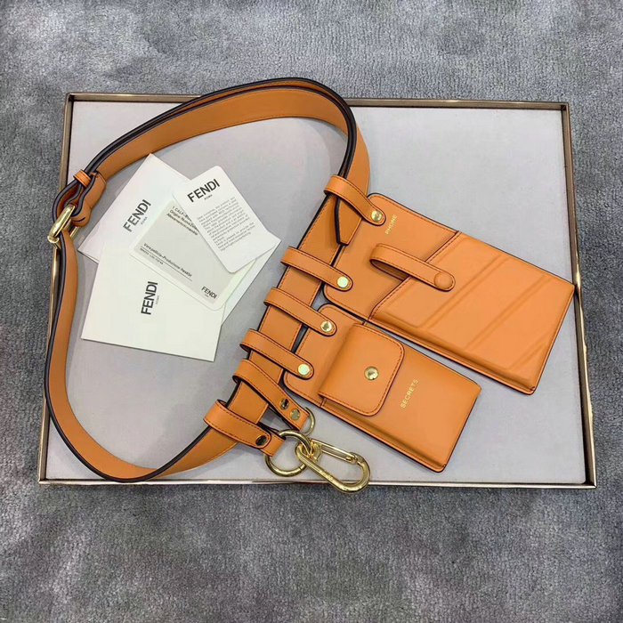 Fendi Calfskin Belt Bag Orange F593D