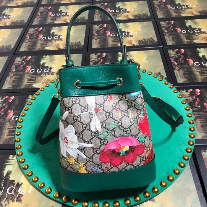 Gucci Ophidia GG Flora Small Bucket Bag Green 550621