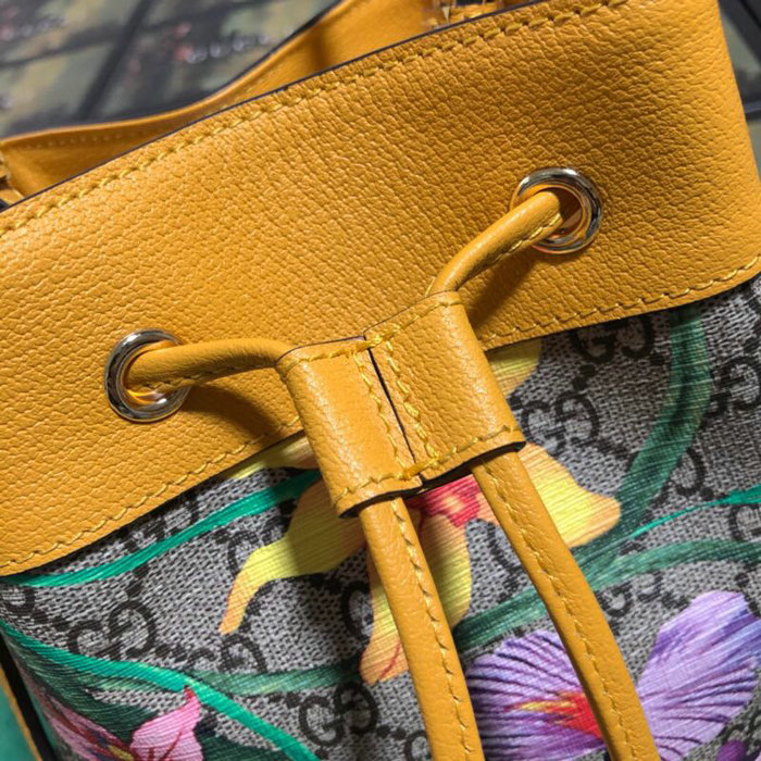 Gucci Ophidia GG Flora Small Bucket Bag Yellow 550621