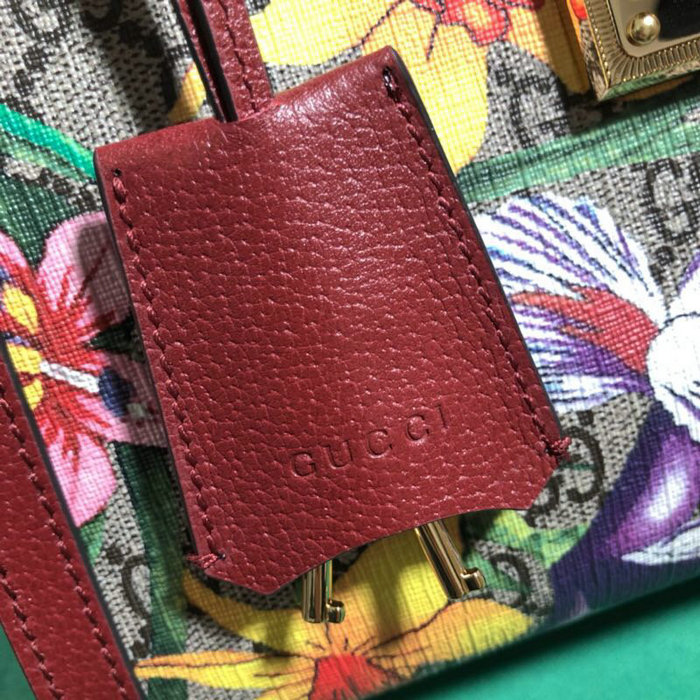 Gucci Padlock GG Flora Small Shoulder Bag Burgundy 498156
