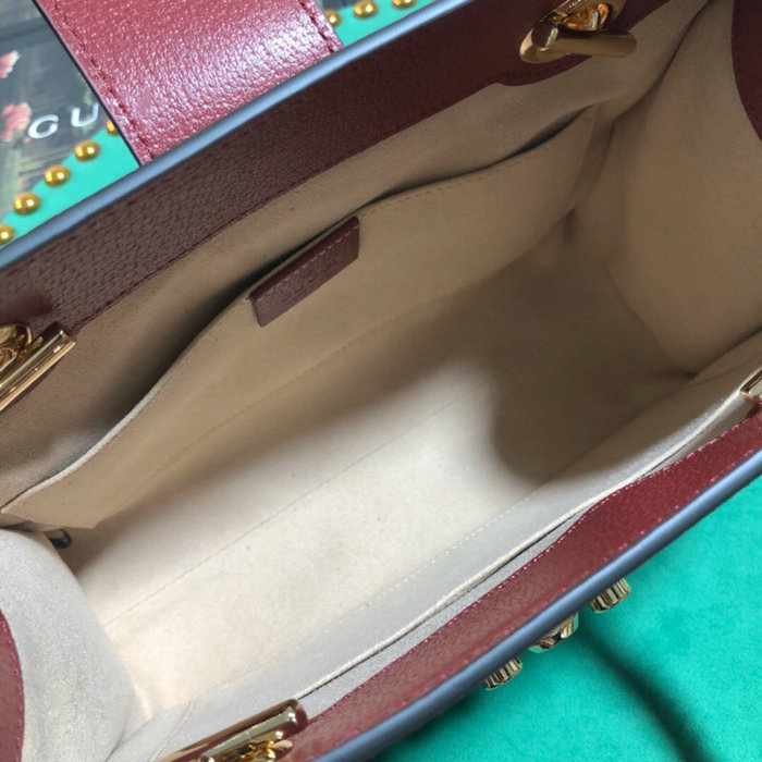 Gucci Padlock GG Flora Small Shoulder Bag Burgundy 498156