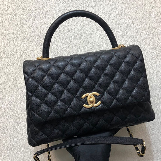 Chanel Flap Bag with Top Handle Black A92991