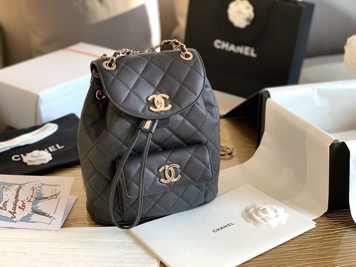 Chanel Grained Calfskin Backpack Black AS1371