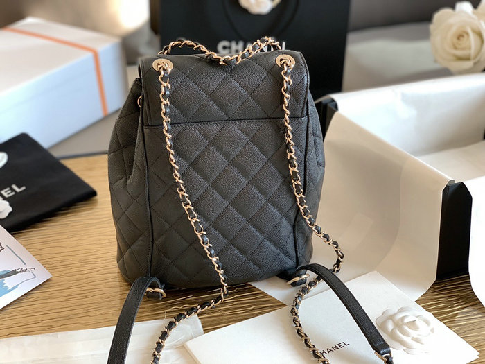 Chanel Grained Calfskin Backpack Black AS1371