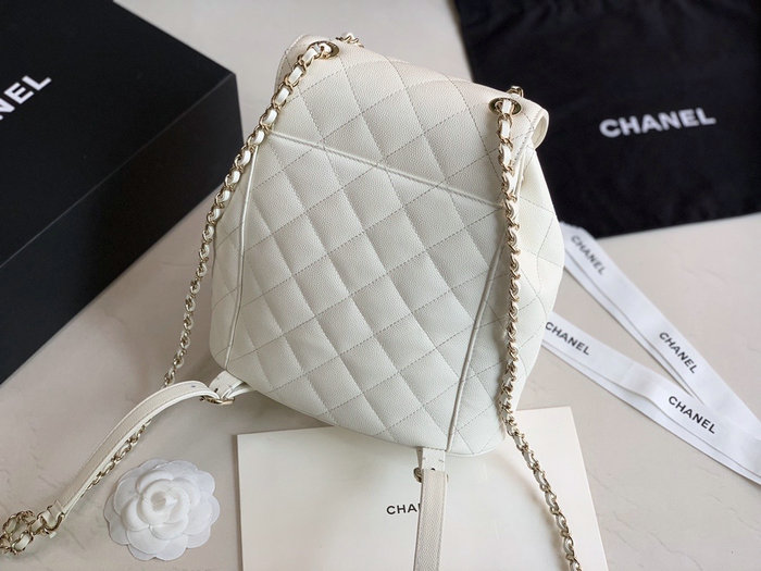 Chanel Grained Calfskin Backpack White AS1371