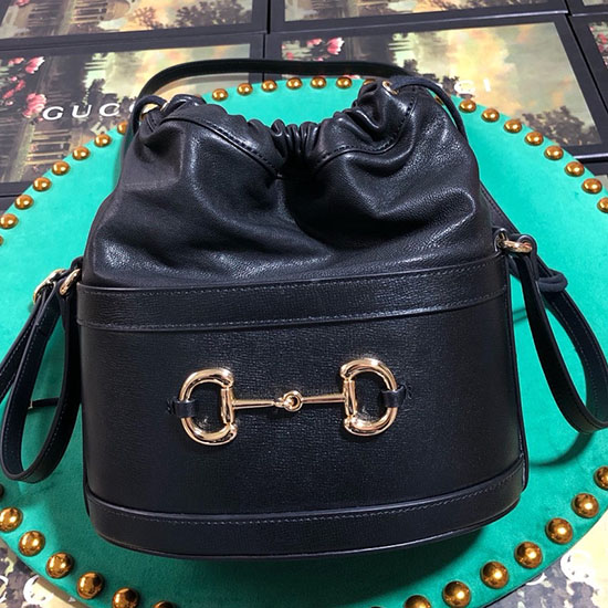 Gucci 1955 Horsebit Bucket Bag Black 602118