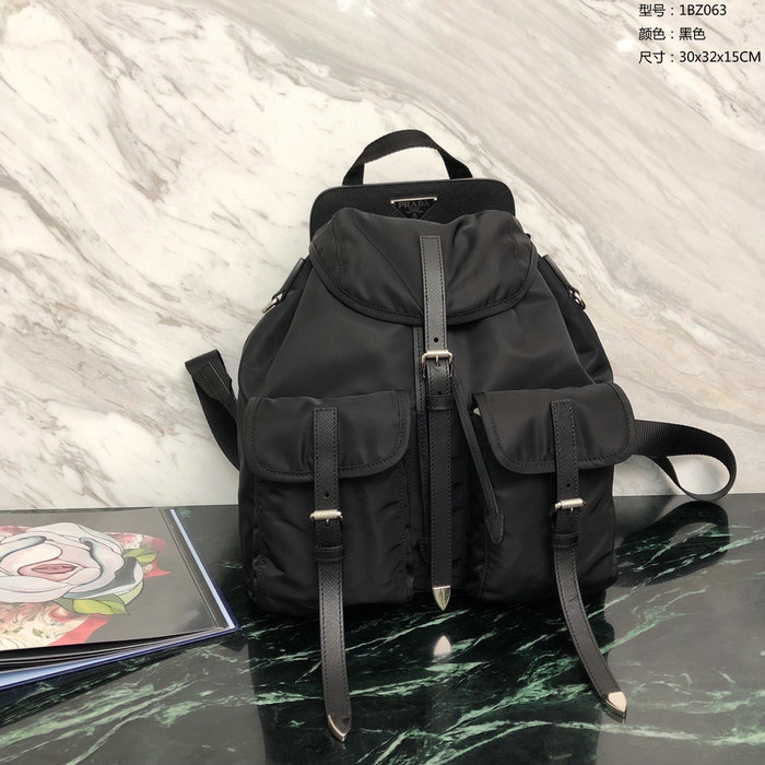 Prada Nylon Backpack Black Black 1BZ063