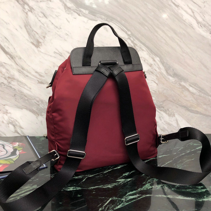 Prada Nylon Backpack Burgundy 1BZ063