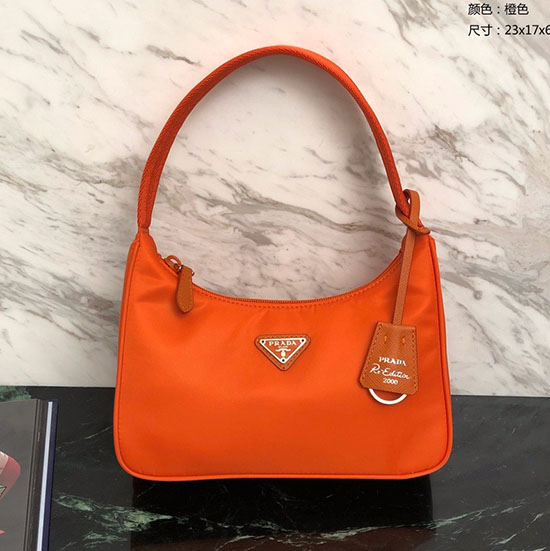 Prada Nylon Hobo Bag Orange 1NE515