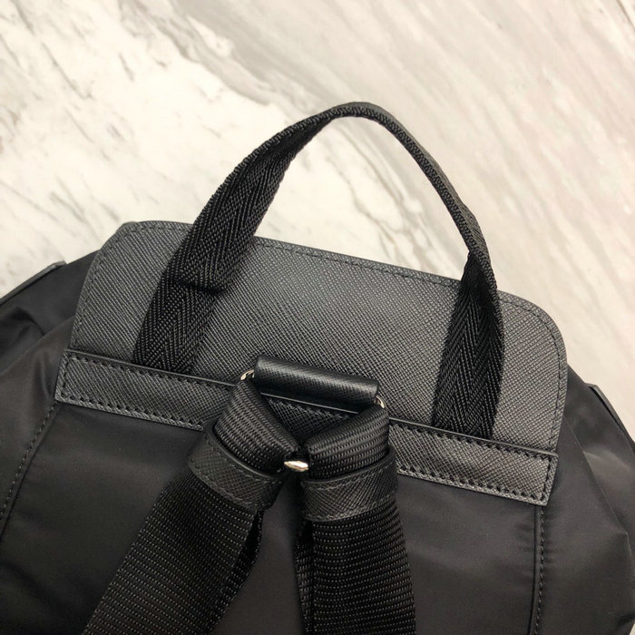 Prada Nylon and Saffiano Leather Backpack Black 1BZ069