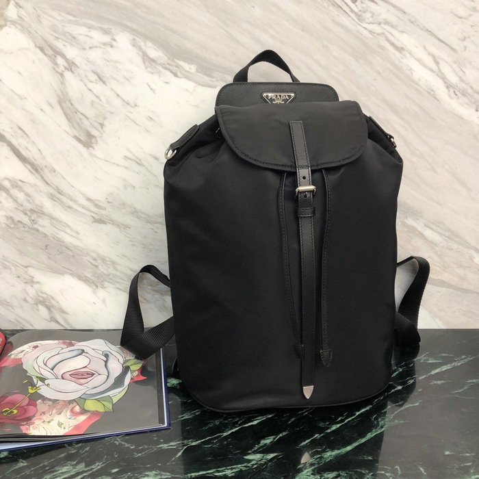 Prada Nylon and Saffiano Leather Backpack Black 1BZ069