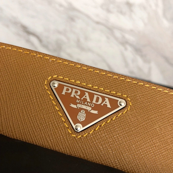 Prada Nylon and Saffiano Leather Backpack Black with Beige 1BZ069