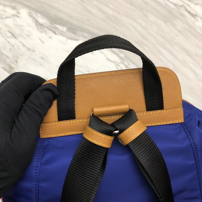 Prada Nylon and Saffiano Leather Backpack Blue 1BZ069