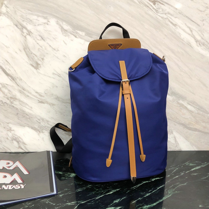 Prada Nylon and Saffiano Leather Backpack Blue 1BZ069