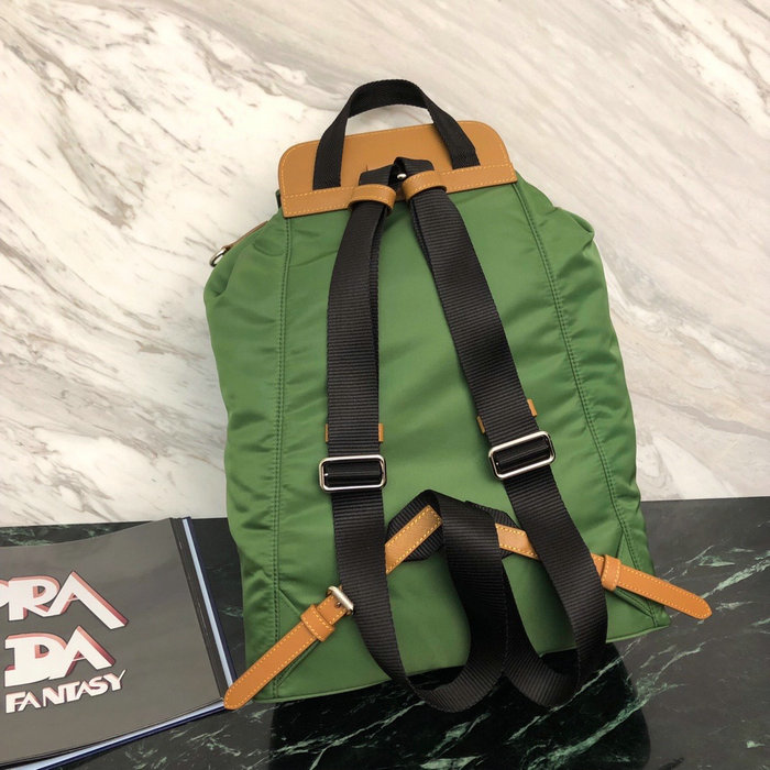 Prada Nylon and Saffiano Leather Backpack Green 1BZ069