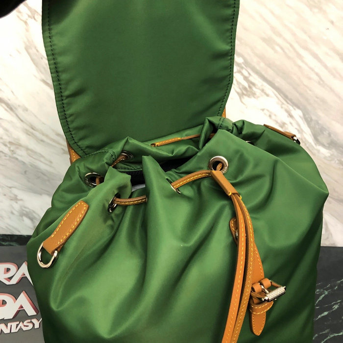Prada Nylon and Saffiano Leather Backpack Green 1BZ069