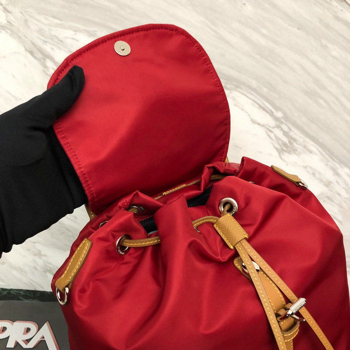 Prada Nylon and Saffiano Leather Backpack Red 1BZ069
