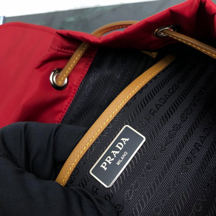 Prada Nylon and Saffiano Leather Backpack Red 1BZ069