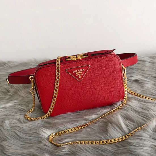 Prada Odette Saffiano Leather Belt Bag Red 1BL019