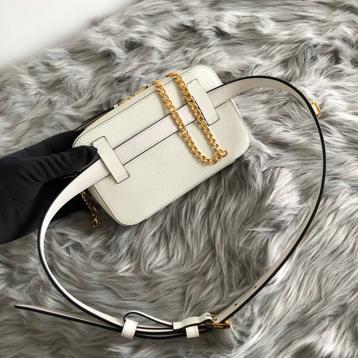 Prada Odette Saffiano Leather Belt Bag White 1BL019