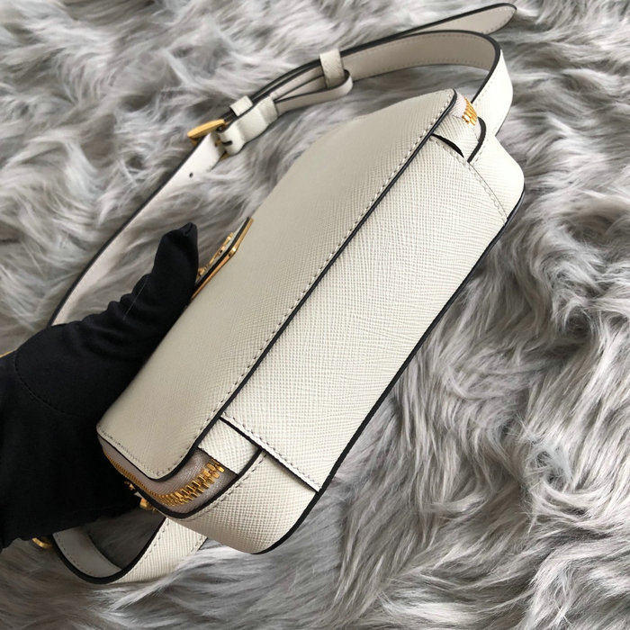 Prada Odette Saffiano Leather Belt Bag White 1BL019