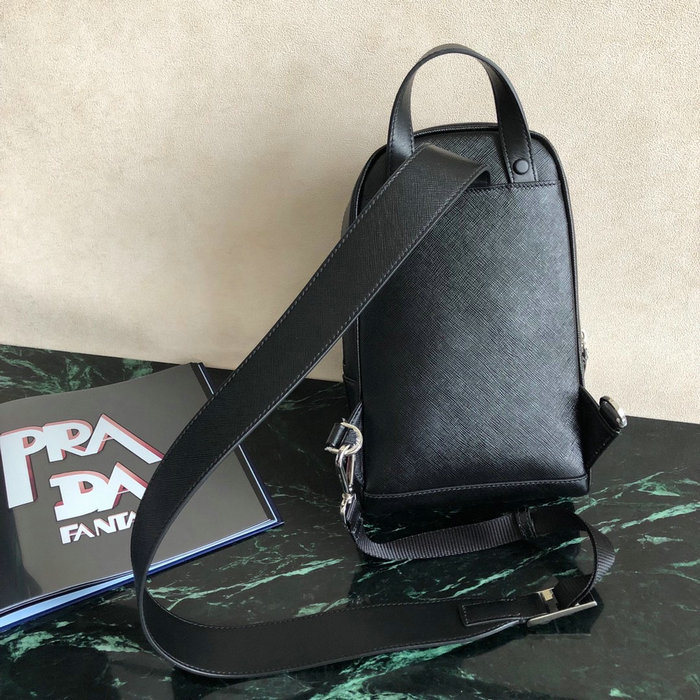 Prada Saffiano One Shoulder Backpack Black 2VZ031