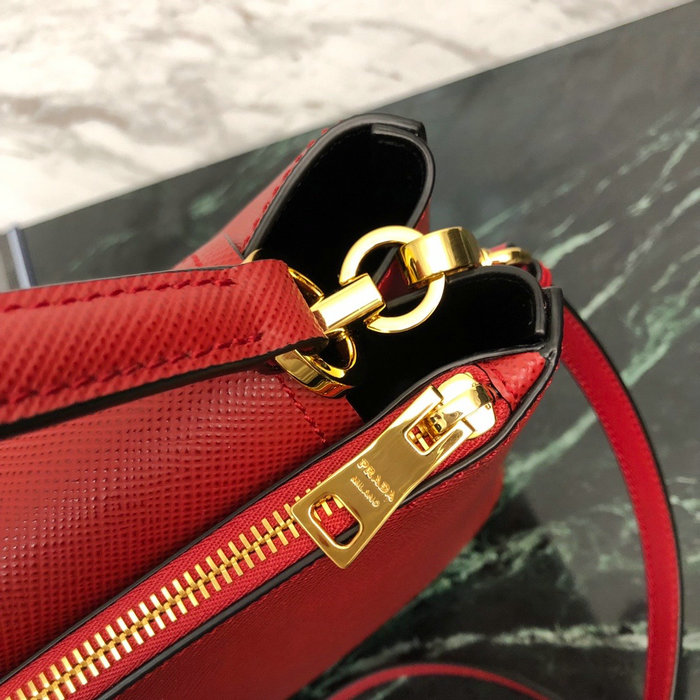 Prada Saffiano Top Handle Bag Red 1BN012