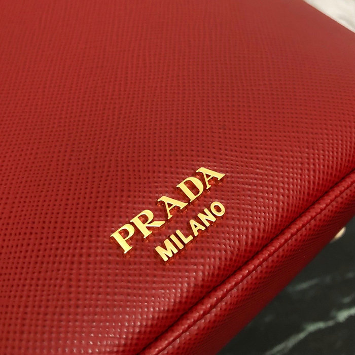 Prada Saffiano Top Handle Bag Red 1BN012