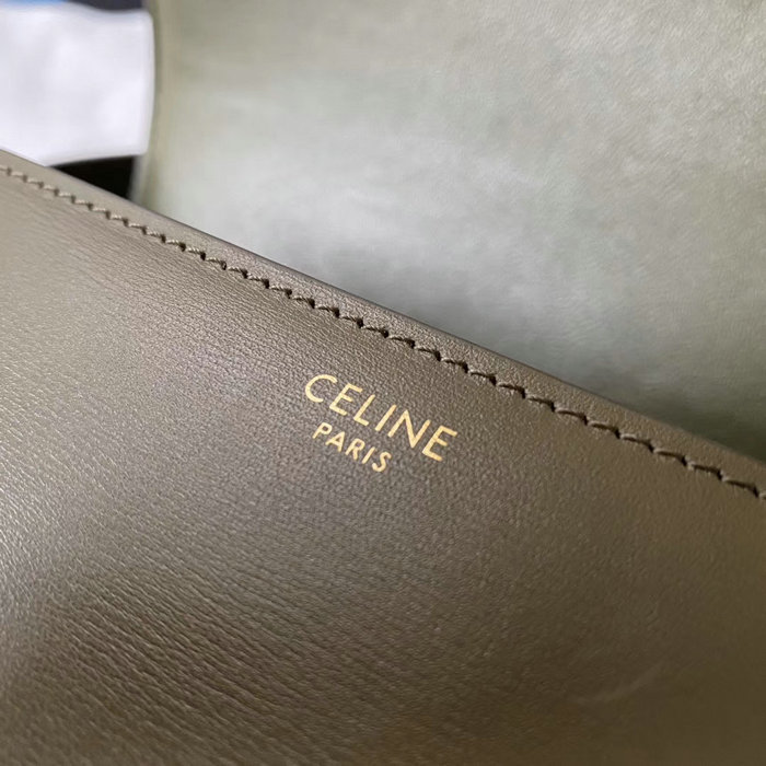 Celine Medium Triomphe Bag in Shiny Calfskin Light Khaki C03081