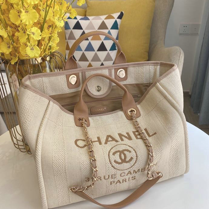 Chanel Canvas Cabas Tote Bag Beige A66941